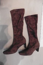 Bottes hautes stretch simili daim suédine marron glacé talon haut 7 cm Taille 37