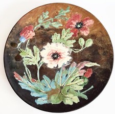 Plat faïence de Fontainebleau décor impressionniste coquelicots  Montigny /Loing