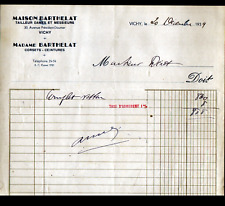 VICHY (03) CONFECTION & BONNETERIE "BARTHELAT Tailleur" Facture en 1939