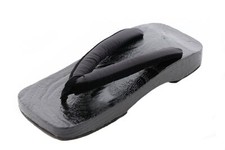 K-G-18 Tongs en bois Geta noir original Japon Tongs Kimono Yukata Samouraï Ta...