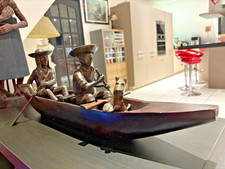 NO MOULINSART  TINTINIMAGINATIO PIXI LEBLON TINTIN PIROGUE OREILLE CASSÉE BRONZE