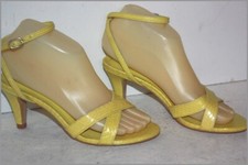 MINELLI Sandales Petits Talons Cuir Imprimé Jaune T 36 COMME NEUVES