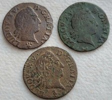 Louis XV, Joli Lot de 3 Liards