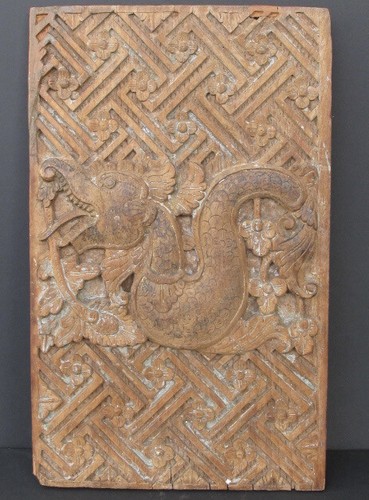 Ancien panneau dragon bois - panneau,