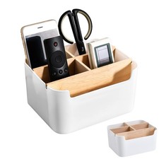 Organiseur de table en bambou à 5 compartiments - Pour commode - Blanc