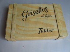 Boite carton ancienne imitation bois Bonbons Grisettes chocolat Tobler 4 photos
