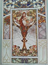 ART NOUVEAU VITRAIL FEMME