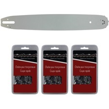 Guide 40 cm (16 pouces) + lot de 3 chaînes 60 maillons - Compatible tronçonneuse