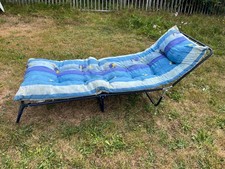 Transat Pliant Bain de Soleil Chaise Longue Métal et Tissu  Vintage 