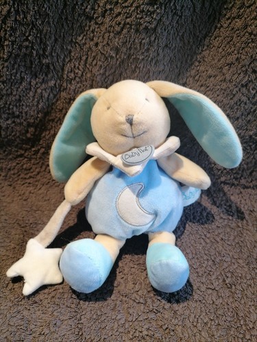 Doudou peluche lapin bleu