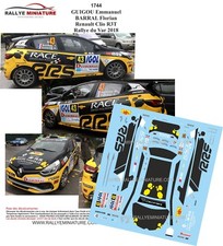 DECALS 1/43 REF 1744 RENAULT CLIO GUIGOU RALLYE DU VAR 2018 RALLY