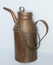 ANCIEN BIDON A HUILE CUIVRE ARROSOIR BROC GARAGE VOITURE VERSEUR JUG CRUCHE 