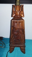 ANCIEN PIED DE LAMPE BOIS SCULPTE EXOTIQUE AFRIQUE VINTAGE ETHNIQUE DECORATION