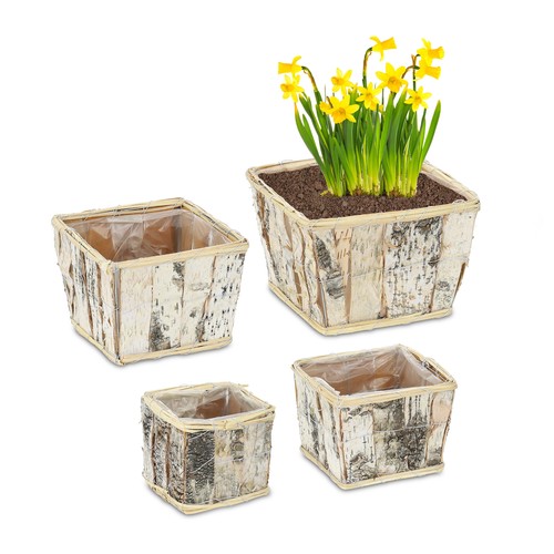 Pot fleur bois - lot, 3