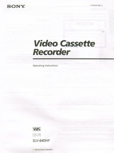 Sony slv 640hf - sony, cassette