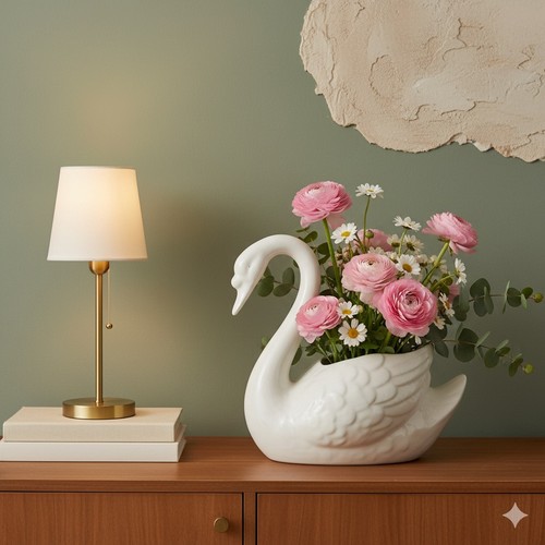 Jardinière cache pot cygne - cygne, en