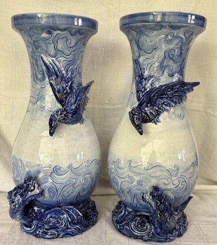 Paire vases faience - de,