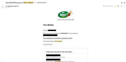 Billets adultes parc - billets,