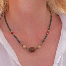 Collier Serpentin En Cornaline