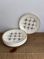 Lot 7 Assiettes à dessert  Badonviller Mod Normandie Rouge et Bleu Vintage Ø21cm