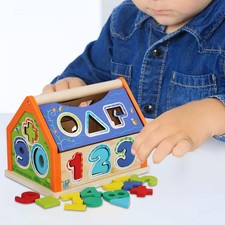 Le trieur de couleurs de forme joue le cube en bois d'activité pour des