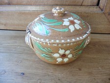 jolie marmite avec couvercle poterie de Soufflenheim décor fleurs diamètre 15 cm