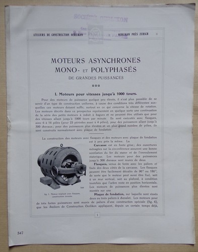 Oerlikon moteurs asynchrones - oerlikon,