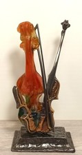 Sculpture de Yves Lohe Représentant un violon en Bronze et Patte de verre