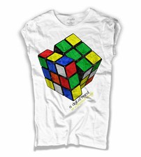 T-Shirt Femme Blanche CUBO Coloré Puzzle Jouets Cultes Années 80 Vintage