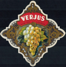 Ancienne Etiquette-Vin de liqueur-Verjus Au Vin-Grappe-vigne-raisin-R.296