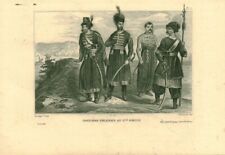 Gravure ancienne sur acier XIXème costumes Polonais au 17ème siècle issue livre