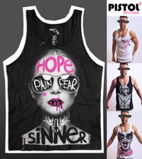 Pistol Boutique Homme Noir Lunettes De Soleil Graffiti Tattoo Fille Débardeur