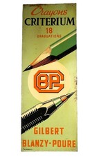 GILBERT BLANZY-POURE Plaque Métal Publicitaire Couleurs Criterium Crayon (1940)