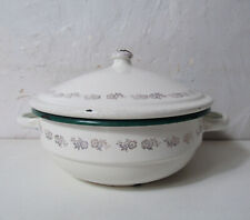 ancienne cocotte faitout casserole émaillée crème doré argenté vintage