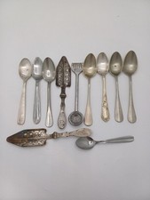 Lot de 11 Cuillères Anciennes – Métal Argenté & Inox – Absinthe, Café, Sucre