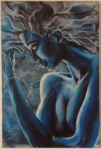 Woman blue peinture - blue,