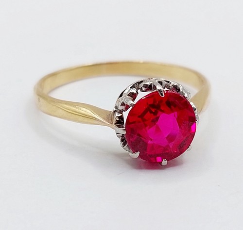 Bague solitaire art deco - , or
