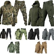 Veste à Capuche Chaude Homme Combat Imperméable Manteau Tactique avec Ensemble PANTALON Extérieur