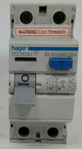 Hager 63a amp 30ma double - 63a, 63
