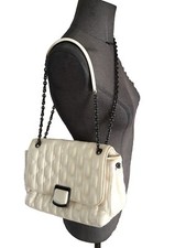 Très Beau Et Authentique Sac Cuir Écru Longchamp Tbe