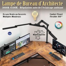 Lampe de Bureau d Architecte en L Rotatif Réglable à Double Bras Articulé Pince