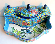 Encrier double en émaux comme