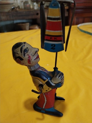 Ancien jouet mecanique clown - ancien,