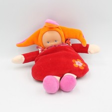 Doudou Poupée lutin grenadine rouge orange rose col fleurs Corolle - 23861