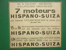 8/1934 PUB HISPANO-SUIZA LATECOERE CROIX DU SUD MERMOZ COUZINET ARC EN CIEL AD