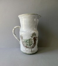 grand pichet en céramique, oiseaux, signé Thiry, Vallauris, années 60