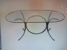 TABLE OVALE EN VERRE DIMENSIONS 160X90 CM VINTAGE 1980 PIEDS CHROMES