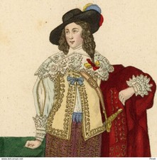 Henri II de Lorraine Epoque Louis XIV - Gravure originale aquarelle XIXe