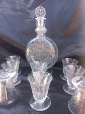 Service liqueur cristal Baccarat Michelangelo decor arabesques crystal