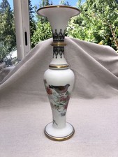 Vase Allemand? Bohème ?  Opaline Ancien 19ème Peint À La Main